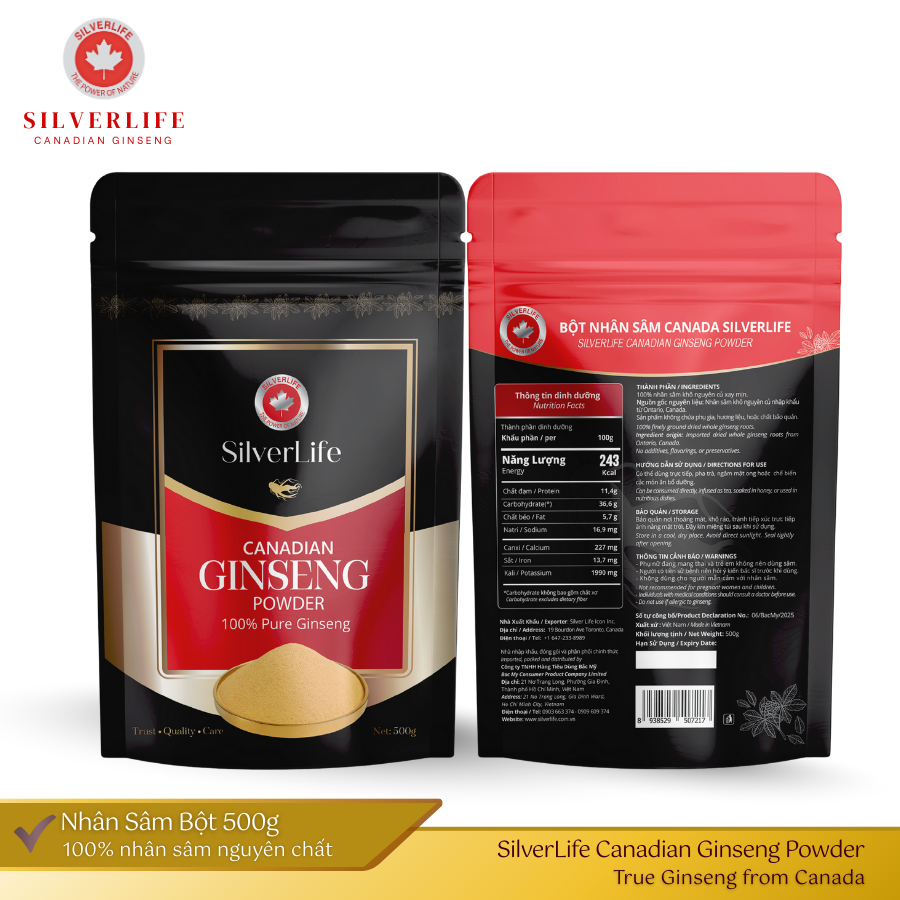 Nguyên Liệu Bột Nhân Sâm Canada SilverLife gói 500g