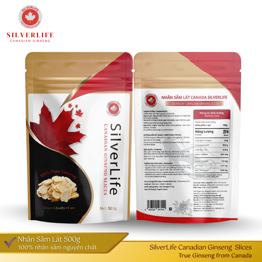 Nguyên Liệu Nhân Sâm Lát Canada SilverLife - Lát To